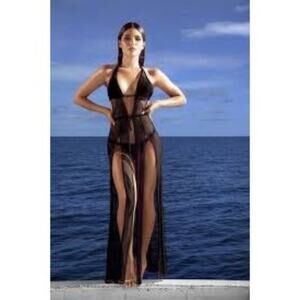 Mapalé NWT · M/L · Resort Swim Cover Up Dress · Sheer Mesh Long · Black